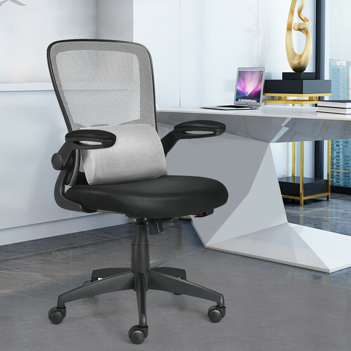 Lightweight Mesh Office Chair with Lumbar Support and Adjustable Backrest